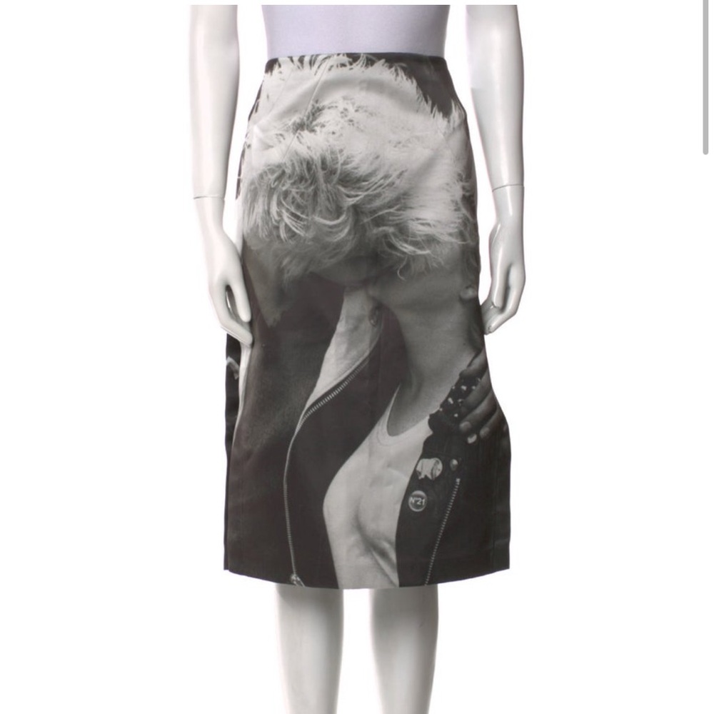 No.21 graphic punk rock couple zip up a-line skirt
